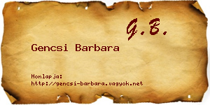 Gencsi Barbara névjegykártya